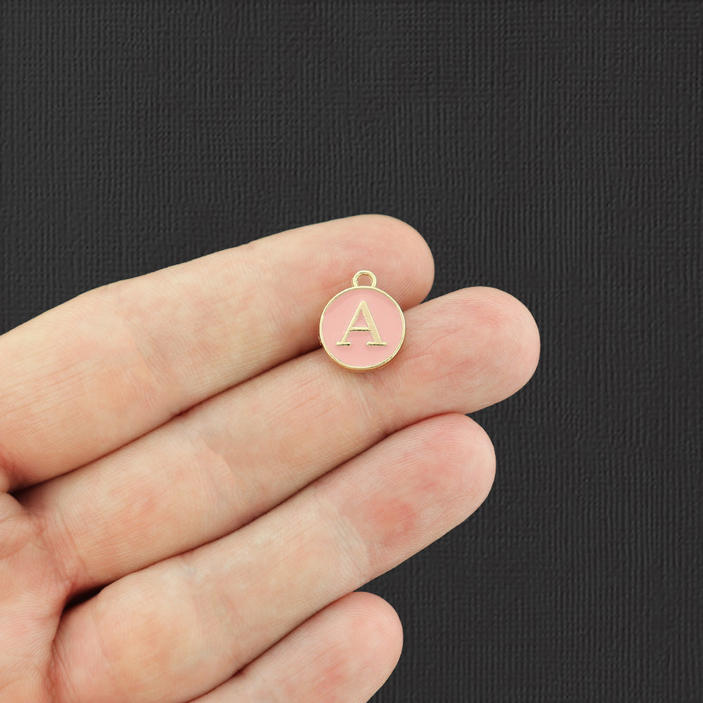 26 Alphabet Letter Gold Tone Enamel Charms - 1 Set - ALPHA3501
