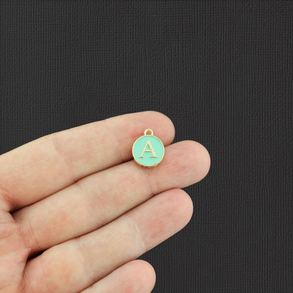 26 Alphabet Letter Gold Tone Enamel Charms - 1 Set - ALPHA3502