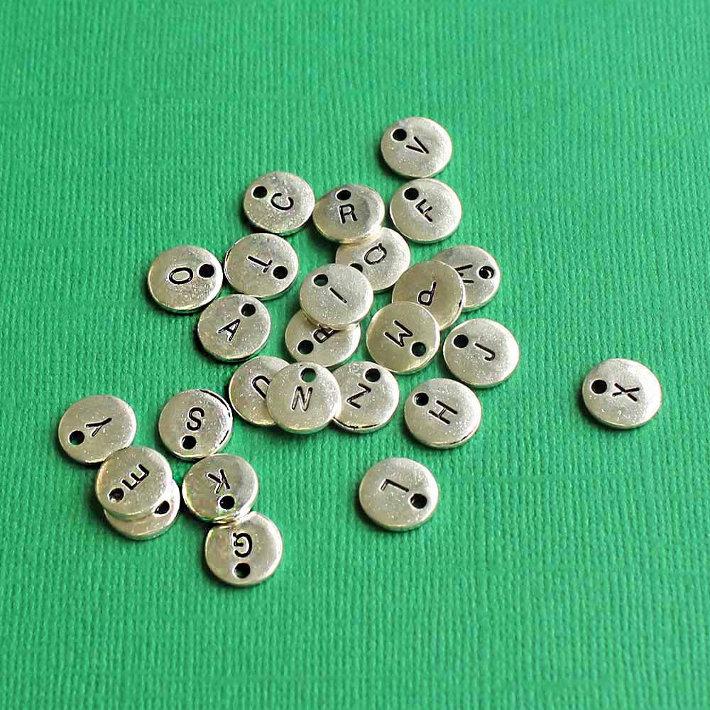 26 Alphabet Letter Silver Tone Charms - 1 Set - ALPHA1700