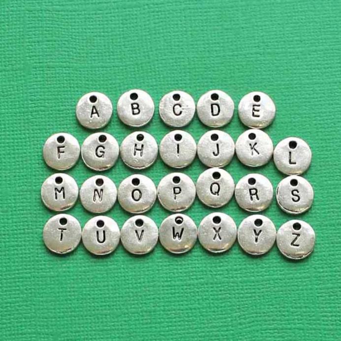 26 breloques de ton argent lettre alphabet - 1 jeu - ALPHA1700