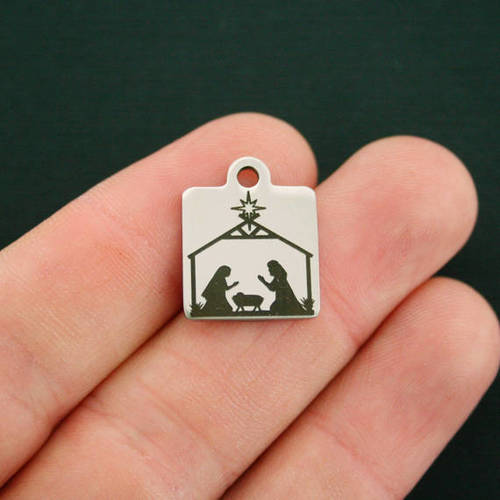 Christmas Nativity Stainless Steel Charms - BFS013-2764