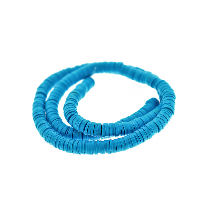 Heishi Polymer Clay Beads 6mm x 1mm - Sky Blue - 1 Strand 380 Beads - BD2355