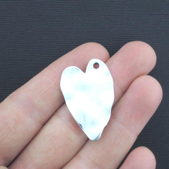 3 Heart Antique Silver Tone Charms - SC3364