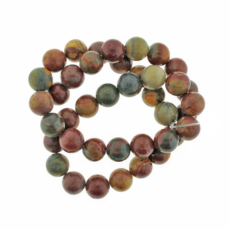 Round Natural Picasso Jasper Beads 4mm - 12mm - Choose Your Size - Burgundy Earth Tones - 1 Full 15.5" Strand - BD1828