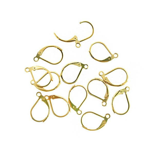 Gold Tone Stainless Steel Earrings - Lever Back Wires - 15.5mm x 10mm - 10 Pieces 5 Pairs - FD891