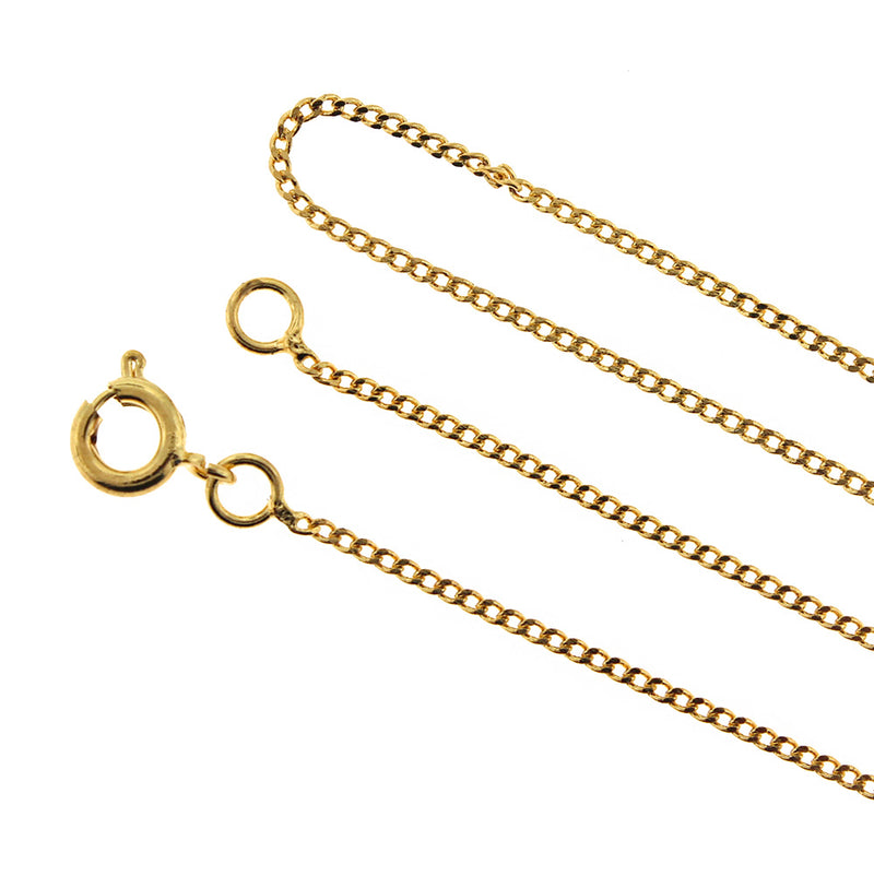 Gold Tone Curb Chain Necklace 18" - 1mm - 1 Necklace - N097