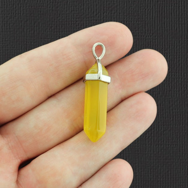Natural Yellow Agate Gemstone Crystal Point Pendant - GEM080