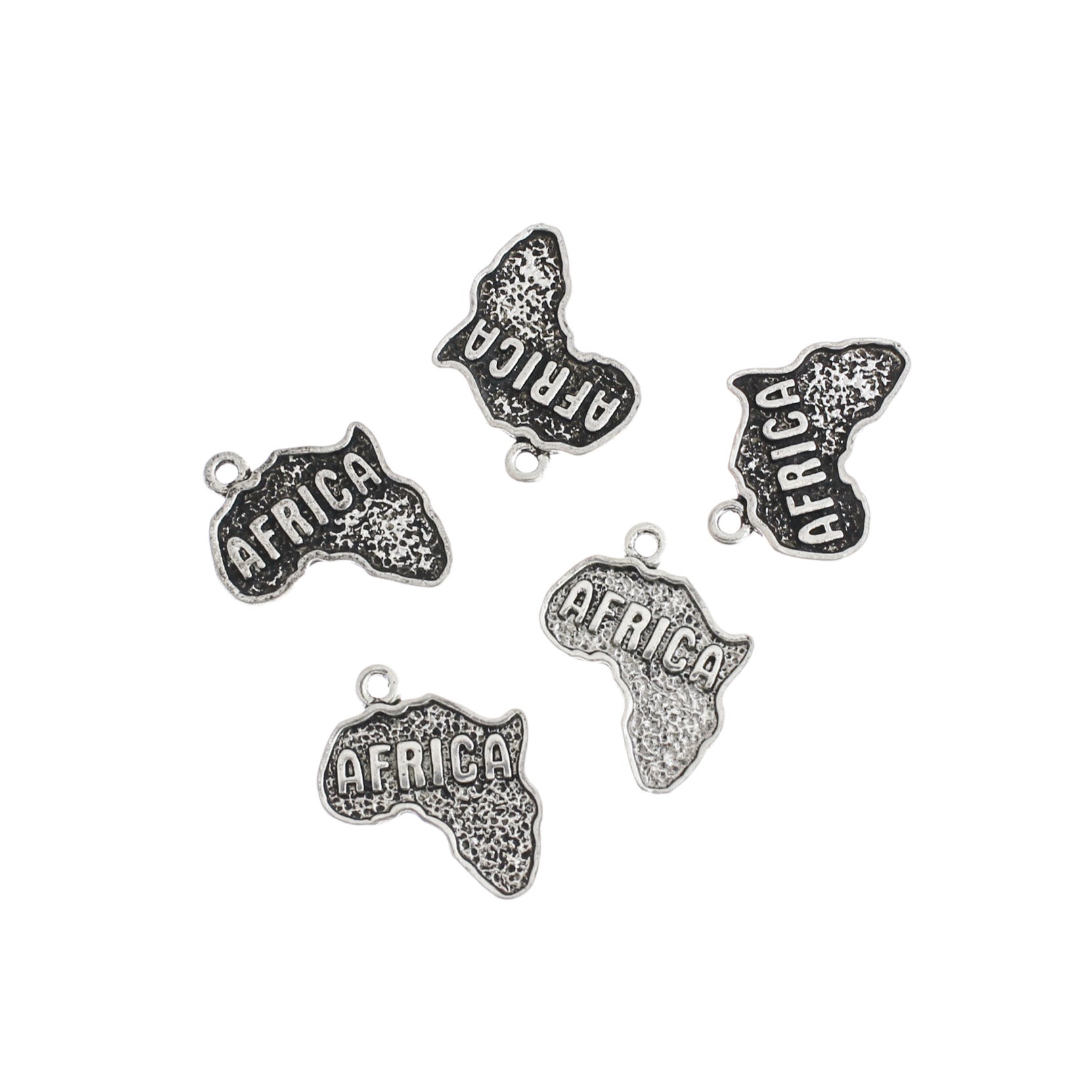 4 Africa Antique Silver Tone Charms - SC4815
