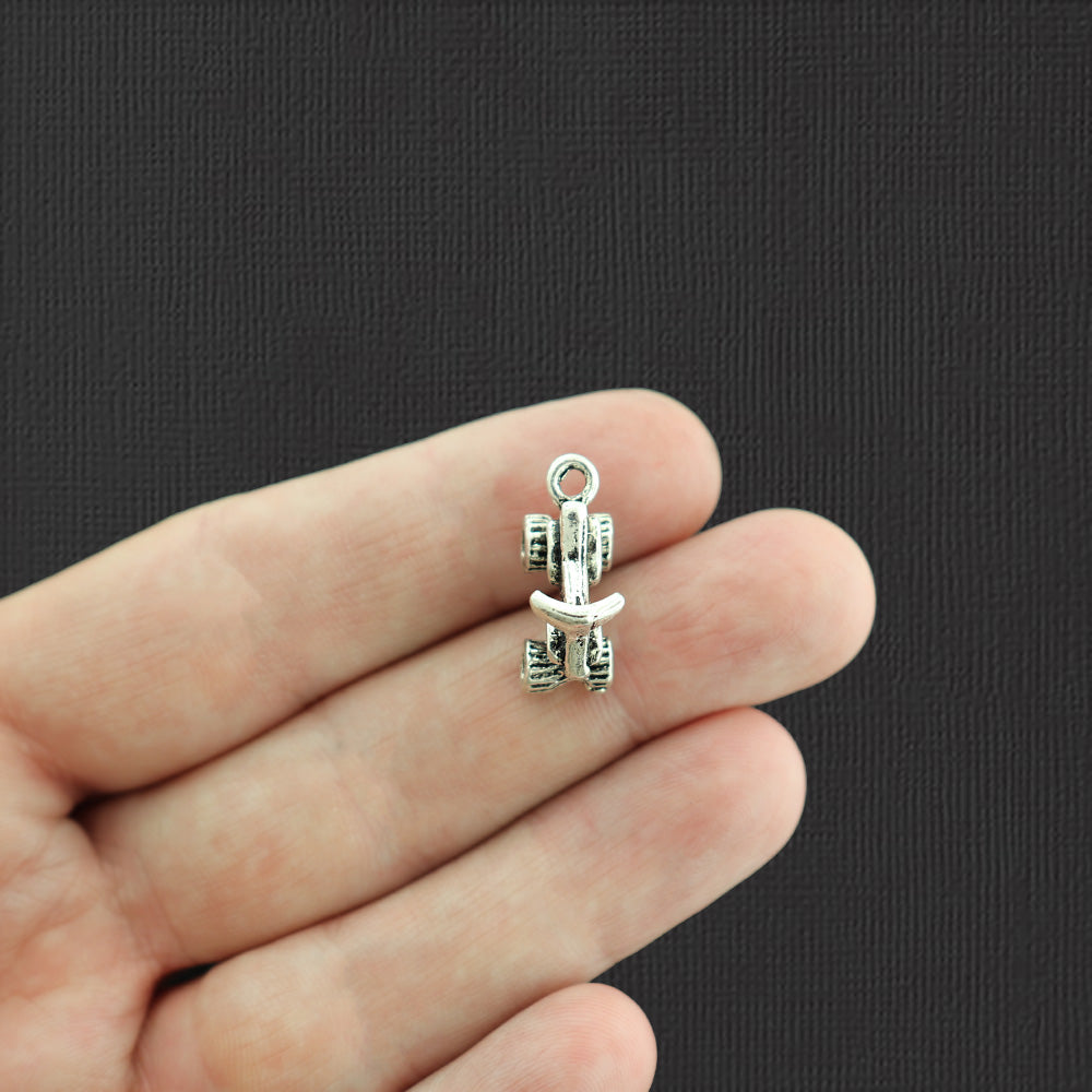 4 breloques argentées antiques pour véhicules tout-terrain 3D - SC3033