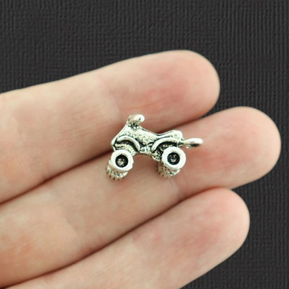 4 breloques argentées antiques pour véhicules tout-terrain 3D - SC3033