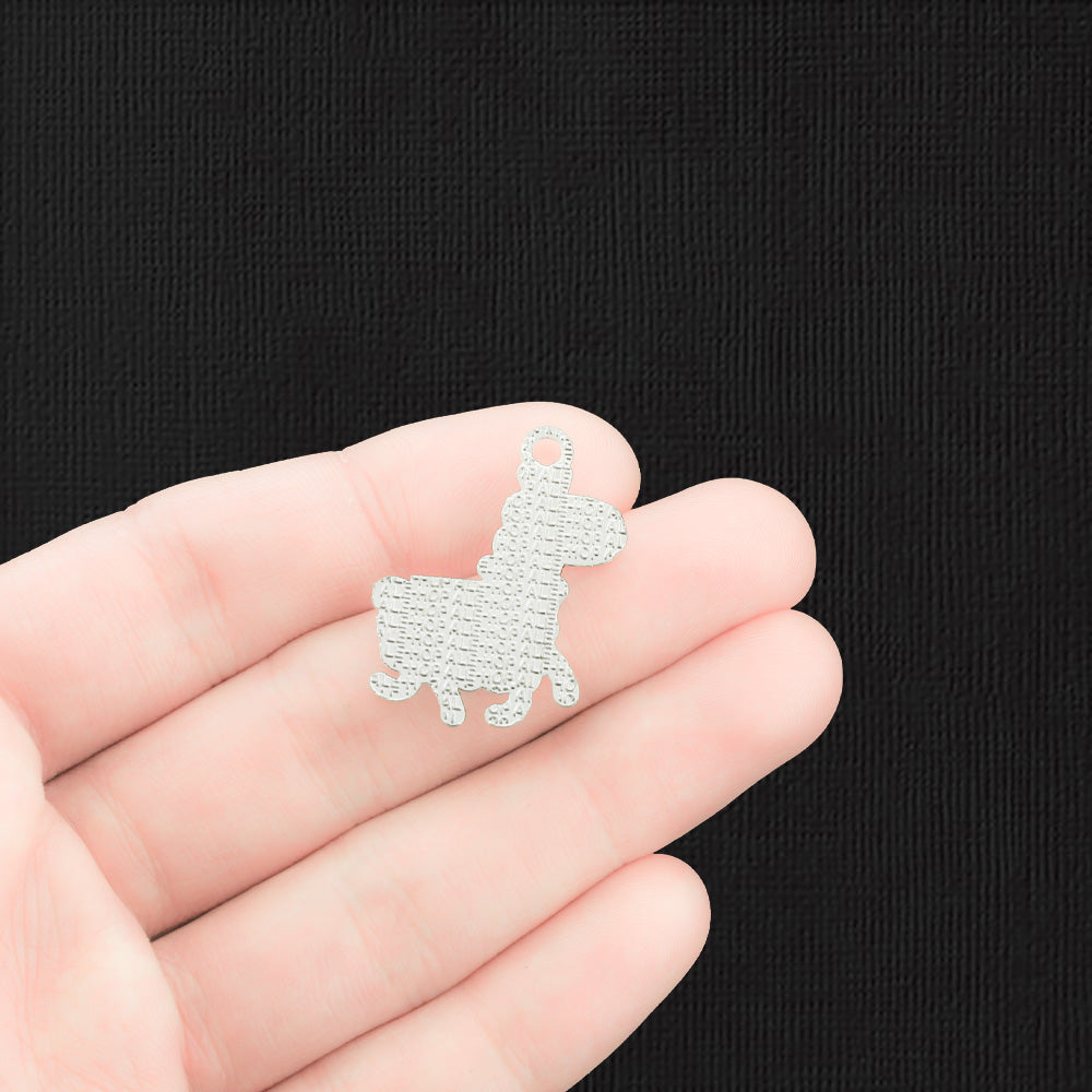 4 Alpaca Silver Tone Enamel Charms - E1487