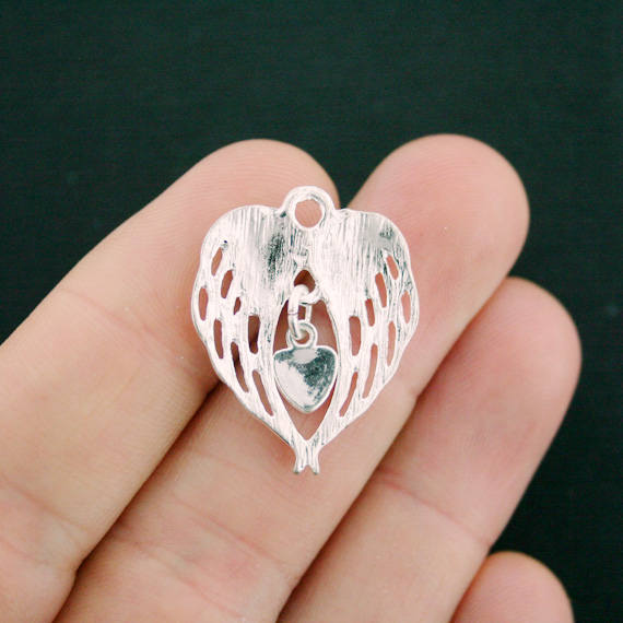 4 breloques ailes d'ange argentées - SC7289