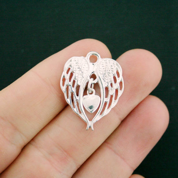 4 breloques ailes d'ange argentées - SC7289