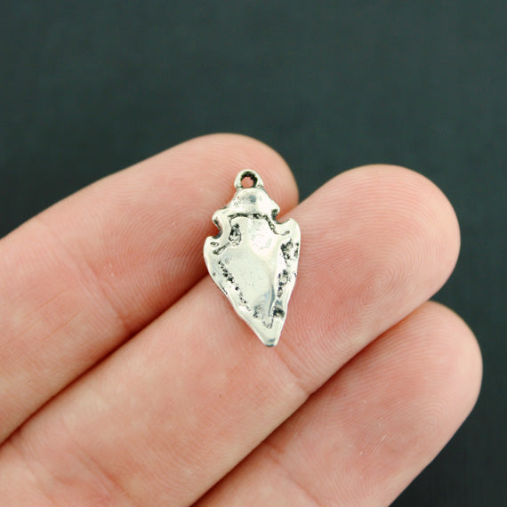 4 breloques de ton argent antique pointe de flèche 2 faces - SC7829