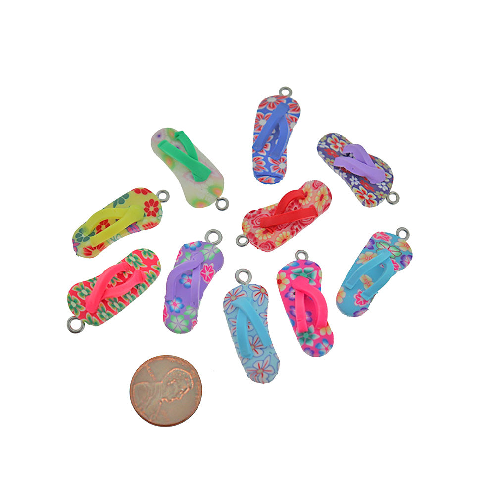 4 Assorted Flip Flops Clay Charms 3D - K043