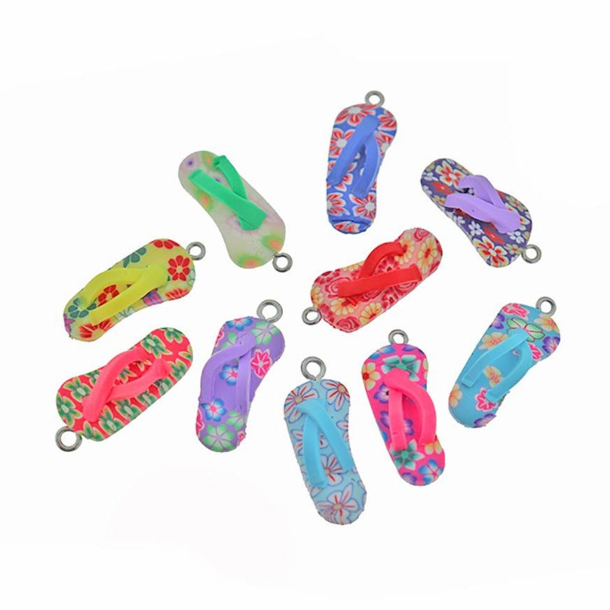 4 Assorted Flip Flops Clay Charms 3D - K043