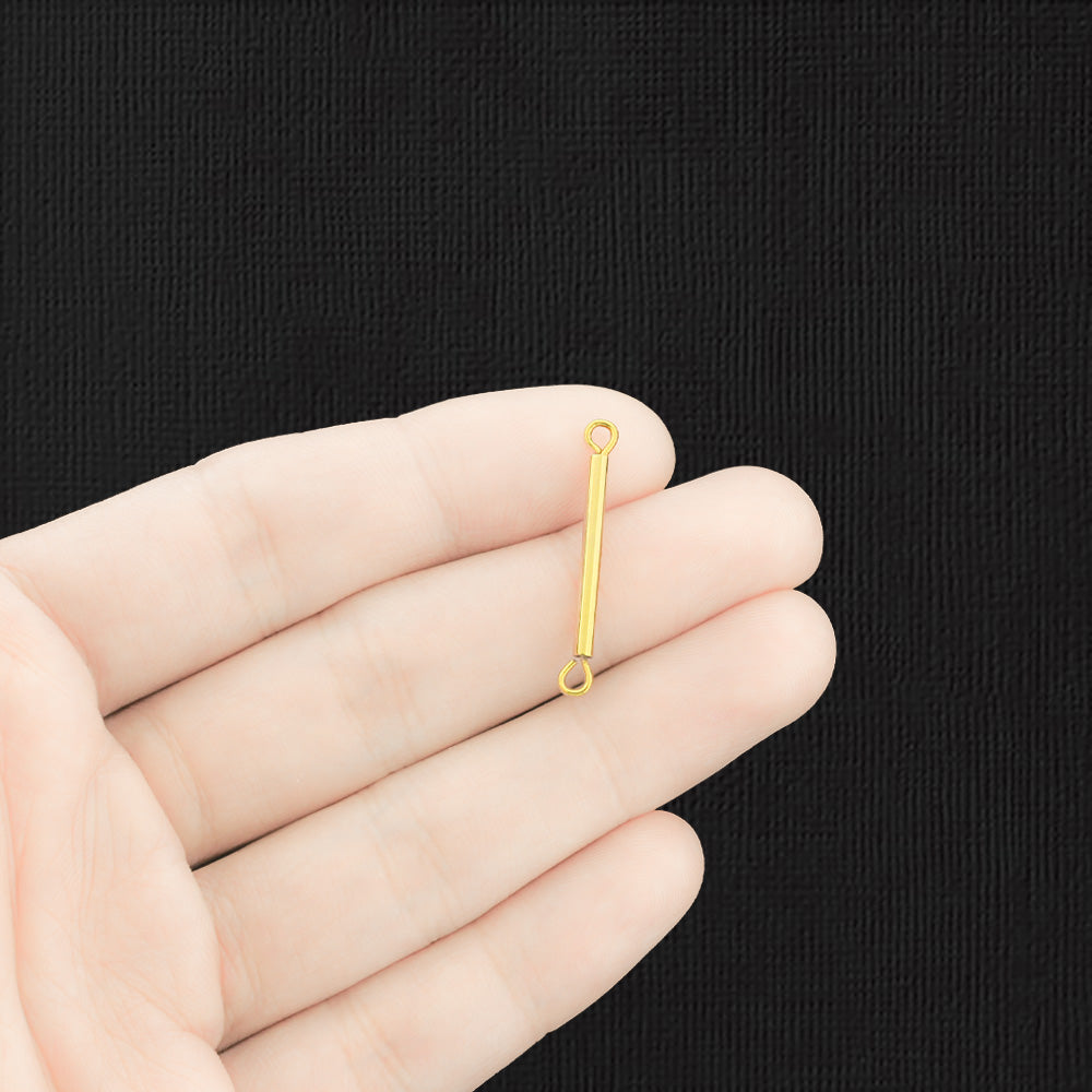 4 Bar Connector Gold Tone Charms 2 Sided - GC696