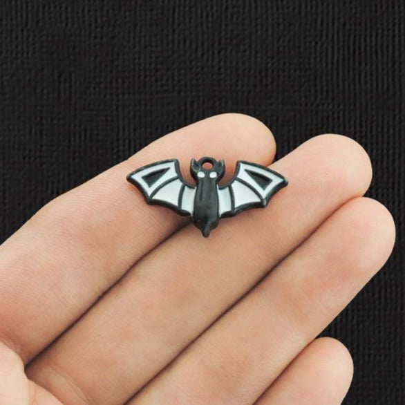 4 breloques en émail noir chauve-souris - E1140