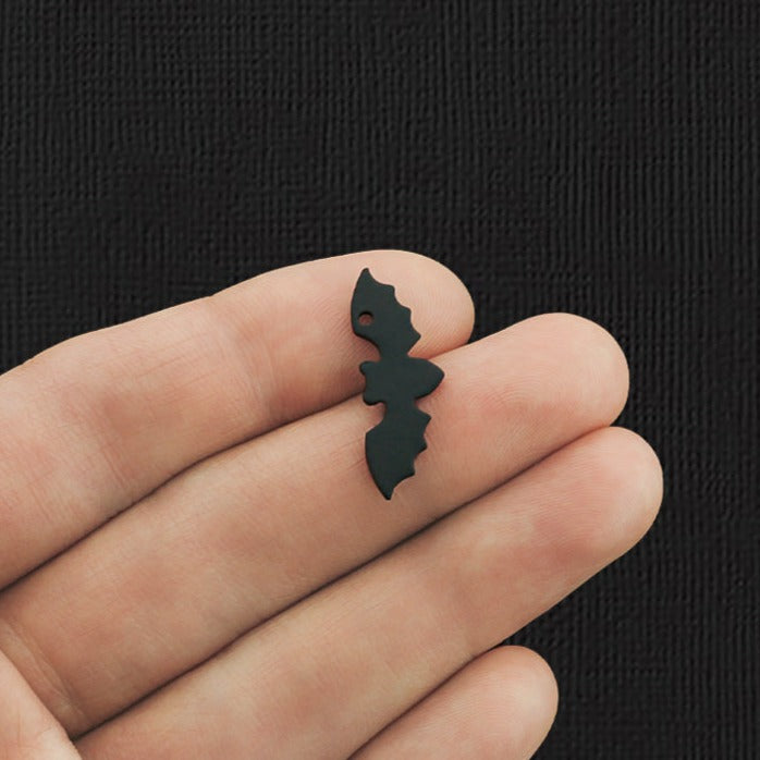 4 breloques ton noir chauve-souris 2 faces - E1116