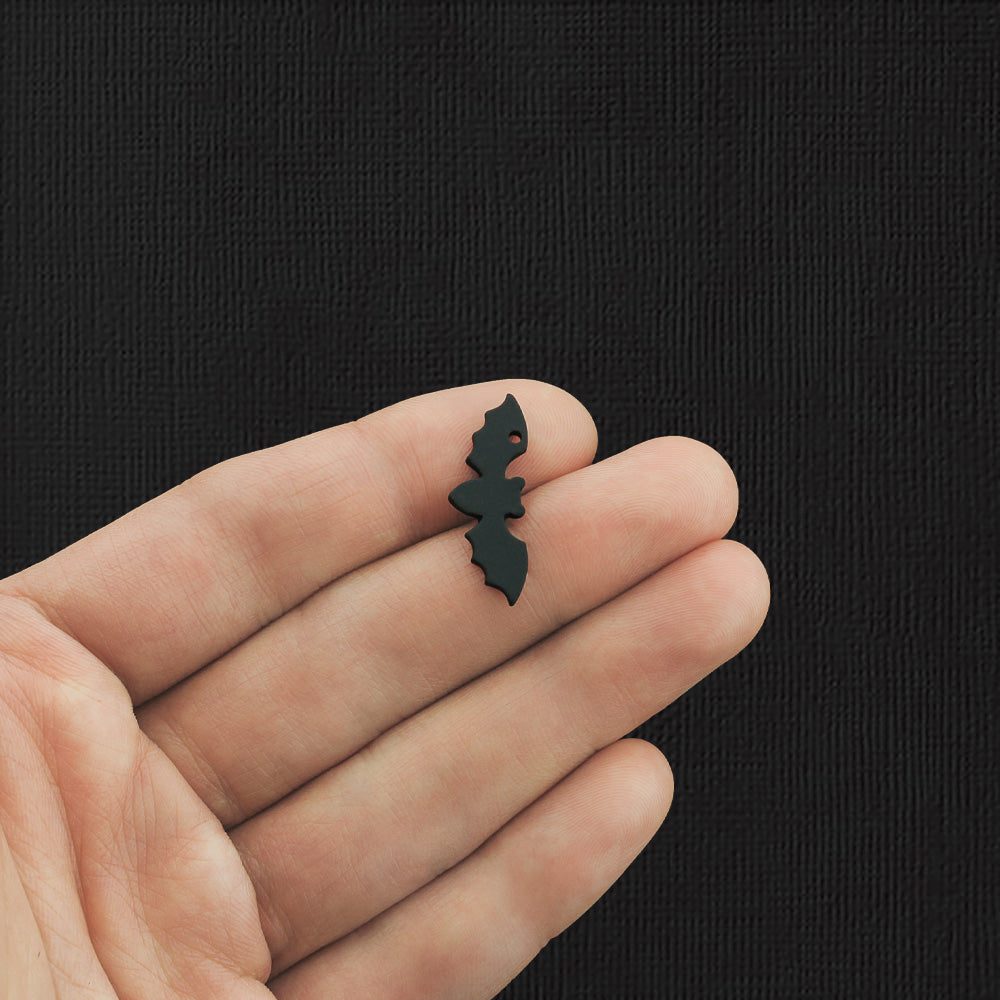 4 breloques ton noir chauve-souris 2 faces - E1116