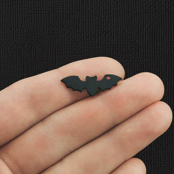 4 breloques ton noir chauve-souris 2 faces - E1116