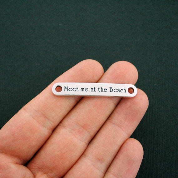 4 Beach Connector Antique Silver Tone Charms - SC5702