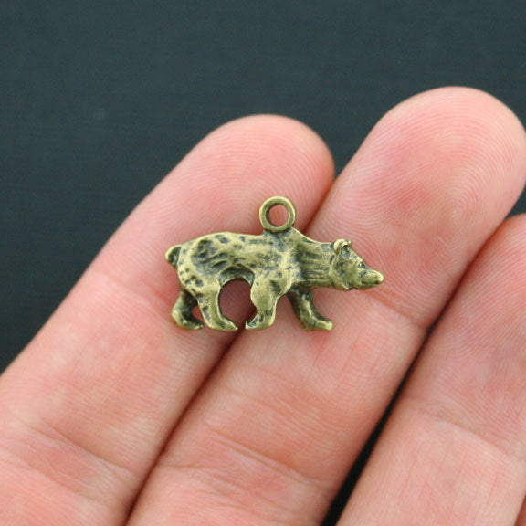 4 Bear Antique Bronze Tone Charms 2 Sided - BC1074