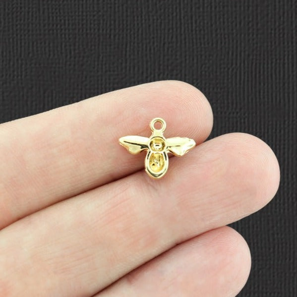 4 Bee Gold Tone Enamel Charms - E978