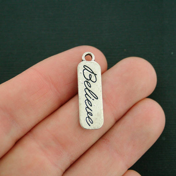 4 Believe Antique Silver Tone Charms - SC7559