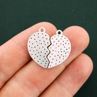 Ensemble de 2 breloques argentées antiques 4 Best Friends - SC5785