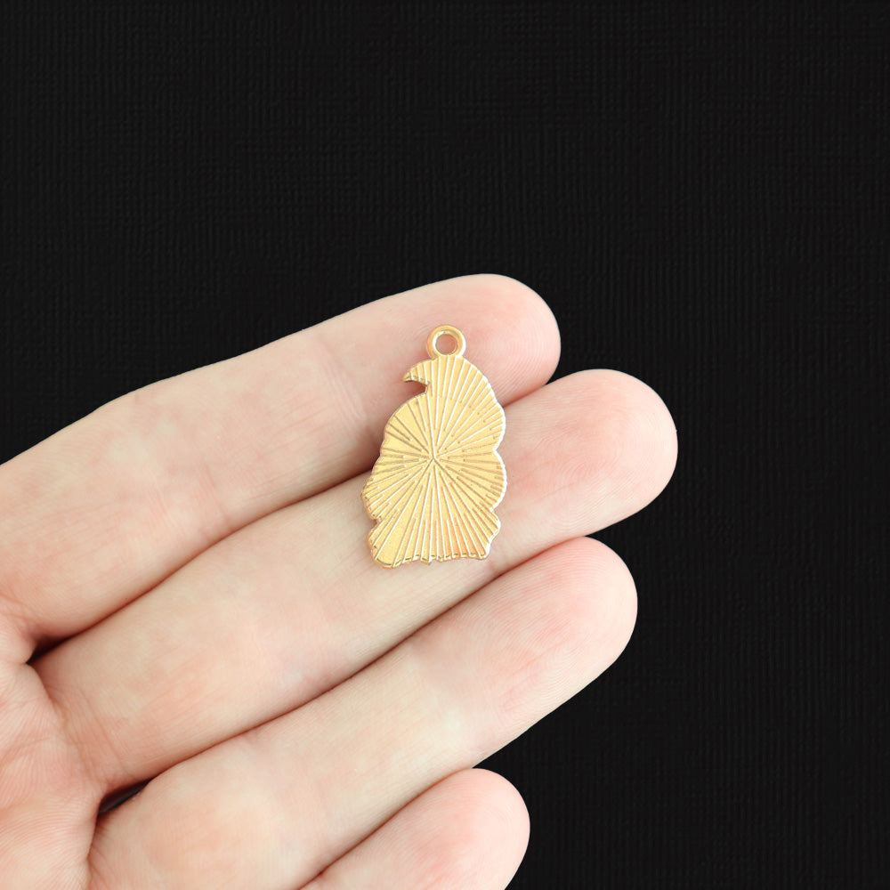 4 Bird With Skull Gold Tone Enamel Charms - E1534