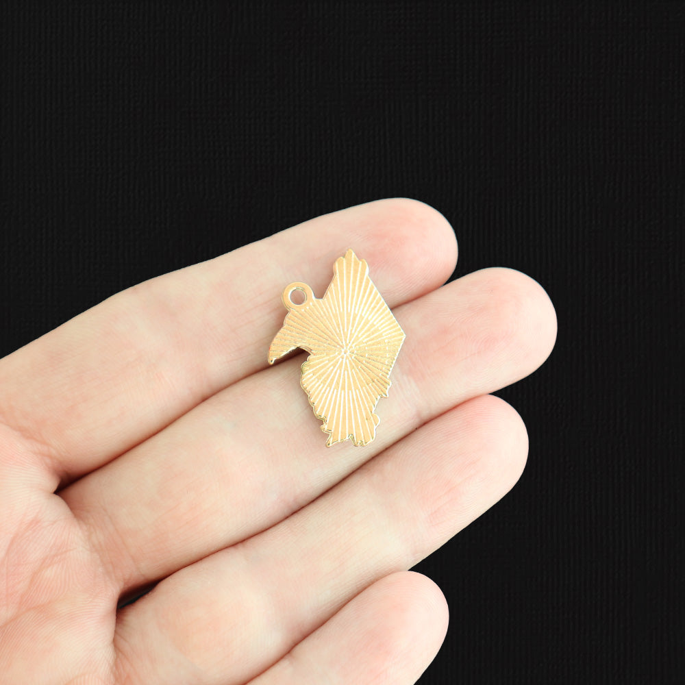 4 Black Bird Gold Tone Enamel Charms - E1576