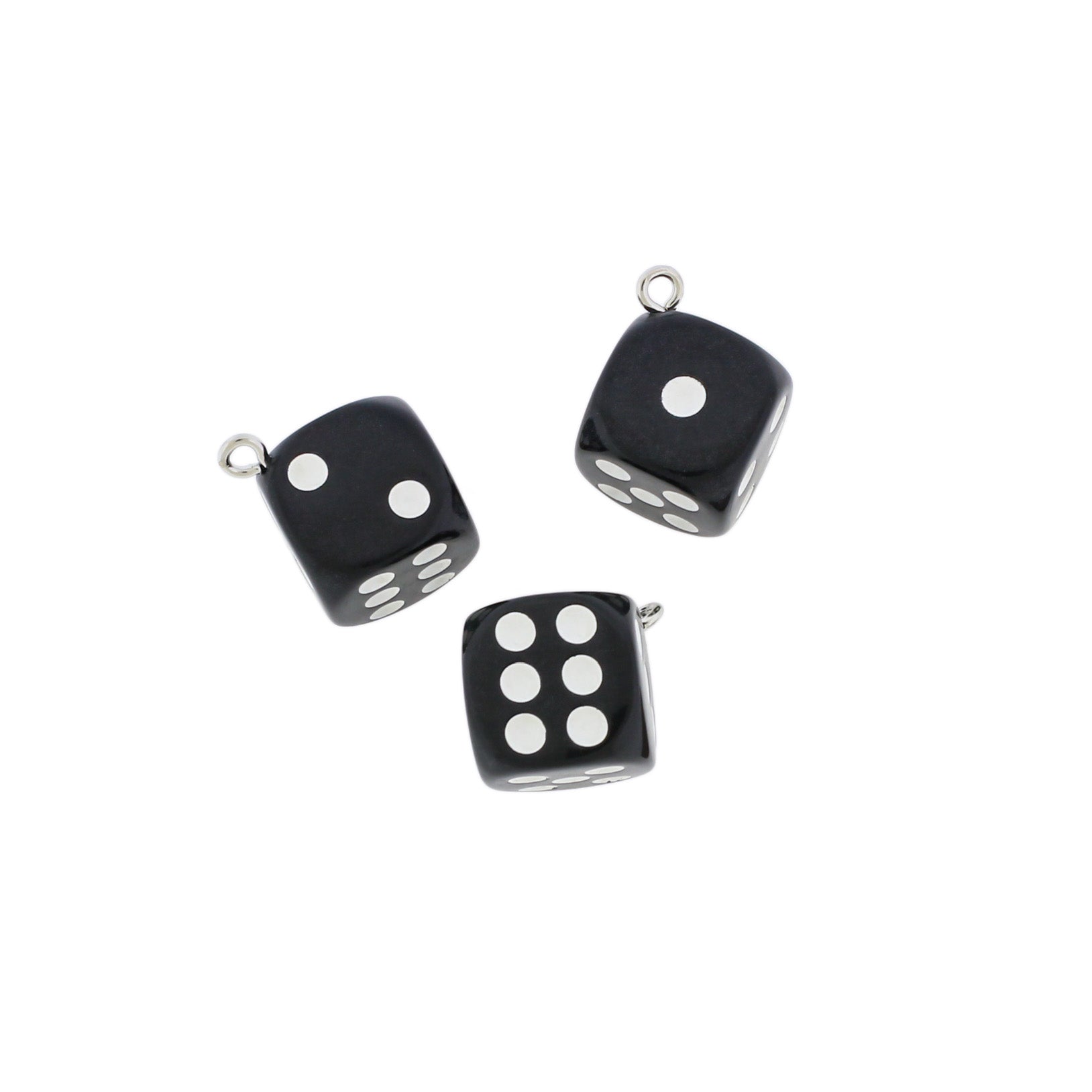 4 Black Dice Resin Charms 3D - K638