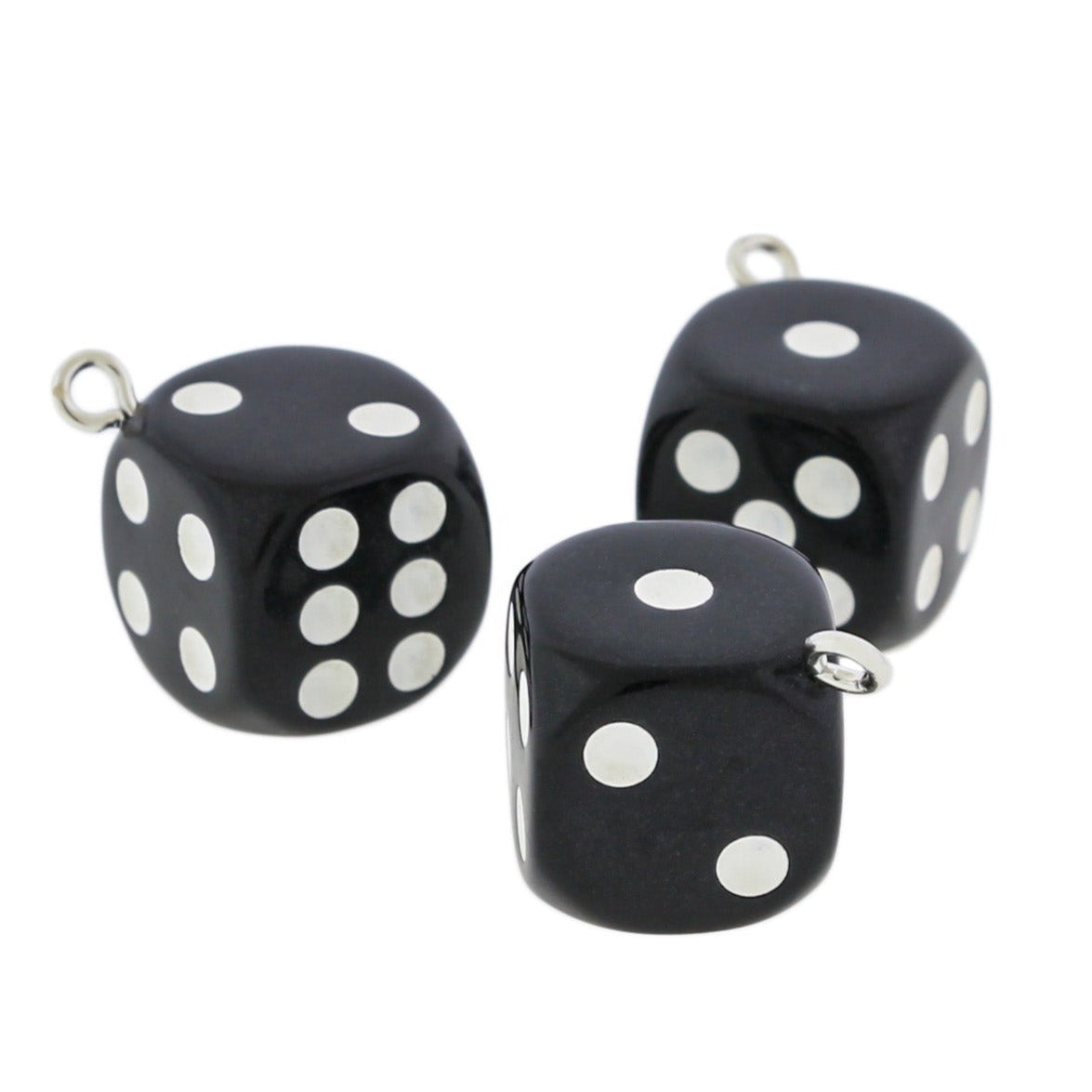 4 Black Dice Resin Charms 3D - K638