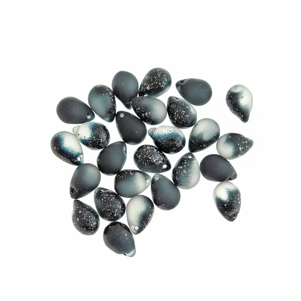 4 breloques en verre en forme de larme noire - Z311