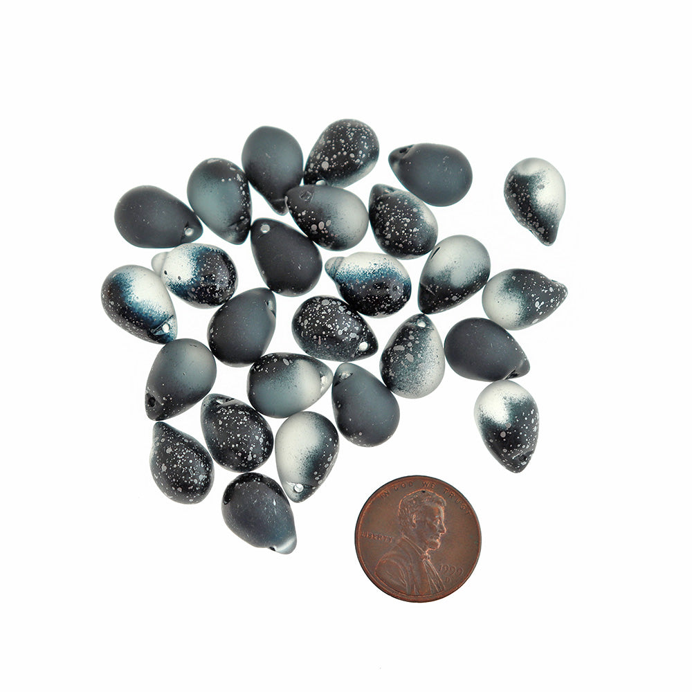 4 breloques en verre en forme de larme noire - Z311