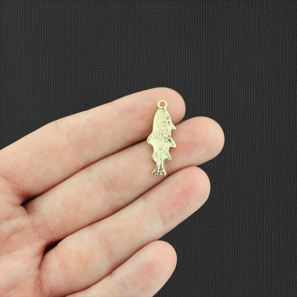 4 Blue Fish Gold Tone Enamel Charms - E463