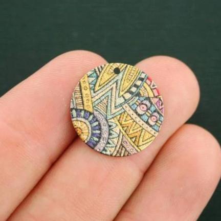 4 breloques en émail doré motif Boho Southwestern - E455