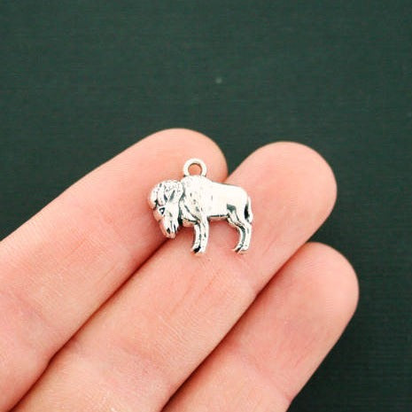 4 Breloques Bison Argent Antique 3D - SC6542