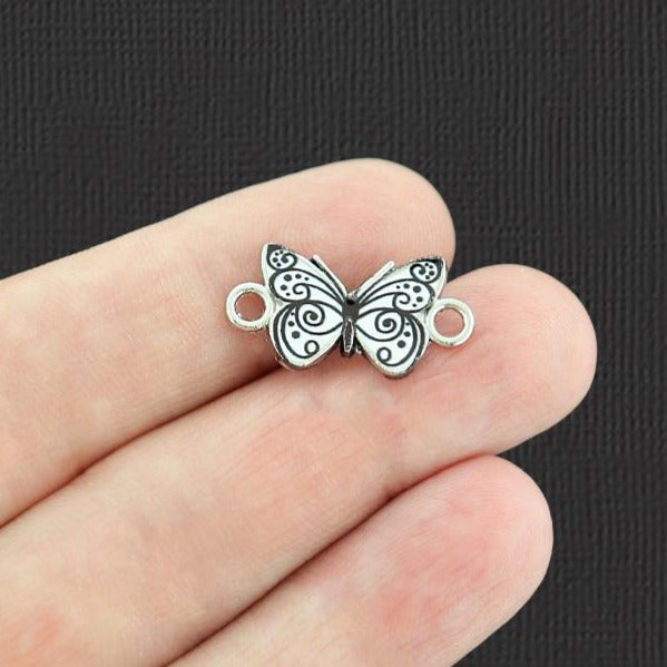 4 Butterfly Connector Enamel Charms - Choose Your Color!
