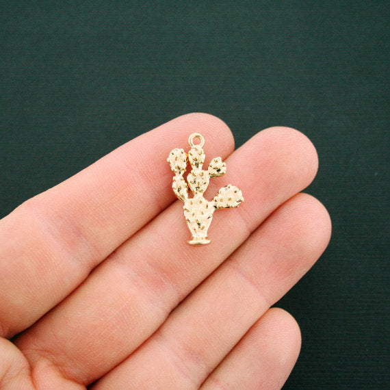 4 Cactus Gold Tone Charms 2 Sided - GC991