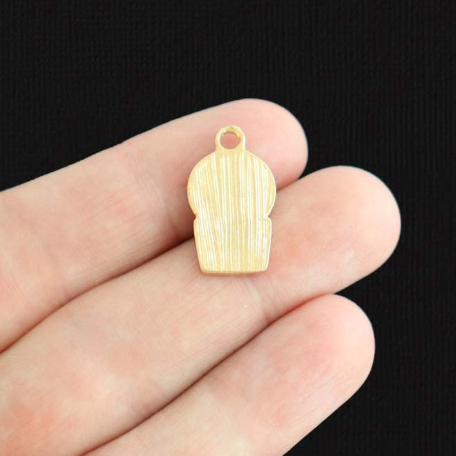 4 breloques en émail doré Cactus - E947