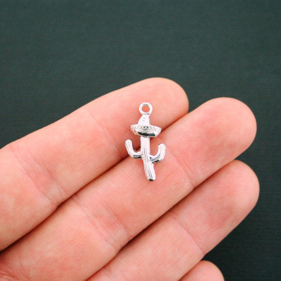 4 Cactus Silver Tone Charms 3D - SC6003