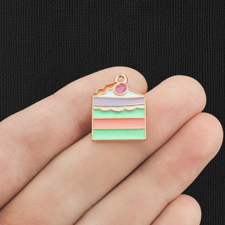 4 breloques en émail doré pour gâteau - E1176