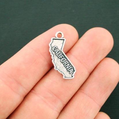 4 breloques argentées antiques de l'État de Californie 2 faces - SC6332