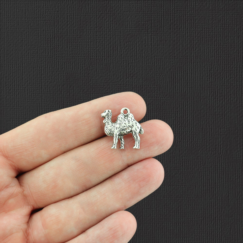 4 breloques couleur argent antique camel 2 faces - SC5389