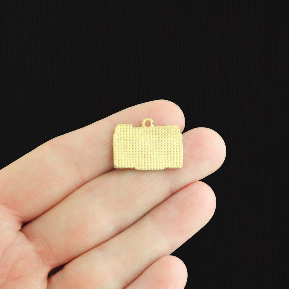 4 Camera Gold Tone Enamel Charms - E1509