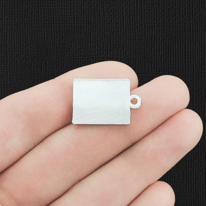 4 breloques en émail argenté drapeau du Canada - E078