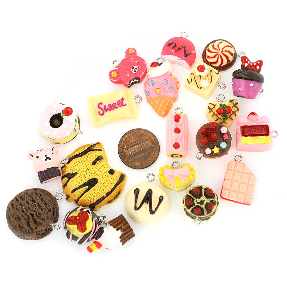 4 Breloques Bonbons Acryliques 3D Assorties - E214