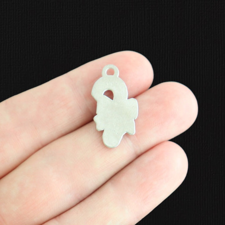 4 Candy Cane Silver Tone Enamel Charms With Inset Rhinestone - E123